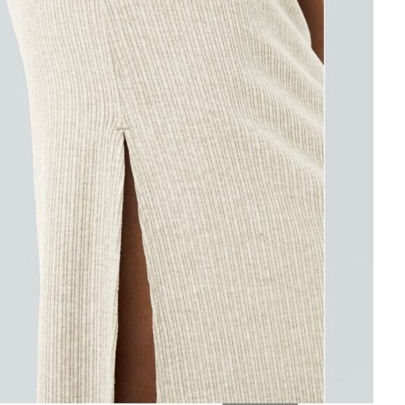 Halara Ribbed High Waisted A-Line Maxi Skirt Whisper White Beige Small NWOT - Picture 7 of 8